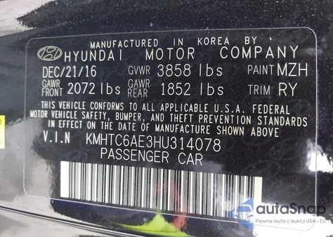 2017 Hyundai Veloster Turbo from USA, damaged, VIN KMHTC6AE3HU314078
